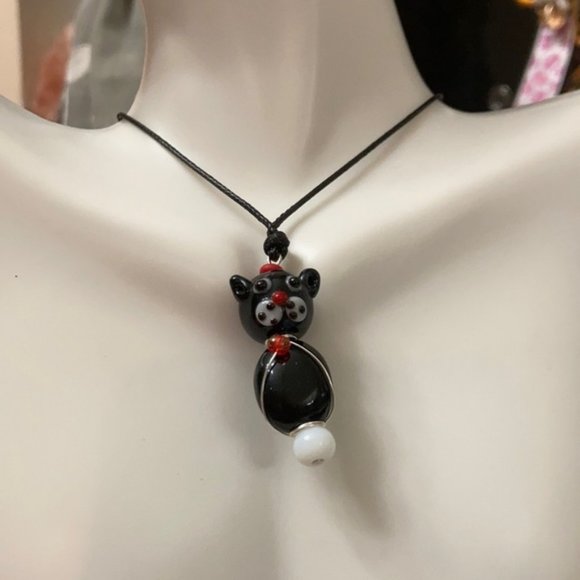 Kitty 🐈⬛ Crystal Murano Wire button choker - Picture 9 of 12